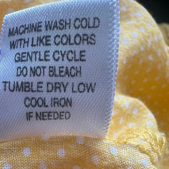 Cato Yellow Polka Dot Ruffle Button Blouse – Size L - Picture 5 of 5